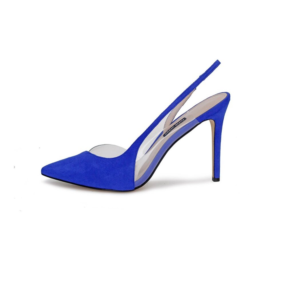 Nine West Women's ‘Toffee’ Blue Suede Pointed Toe D’Orsi Slingback Pump: Size 12